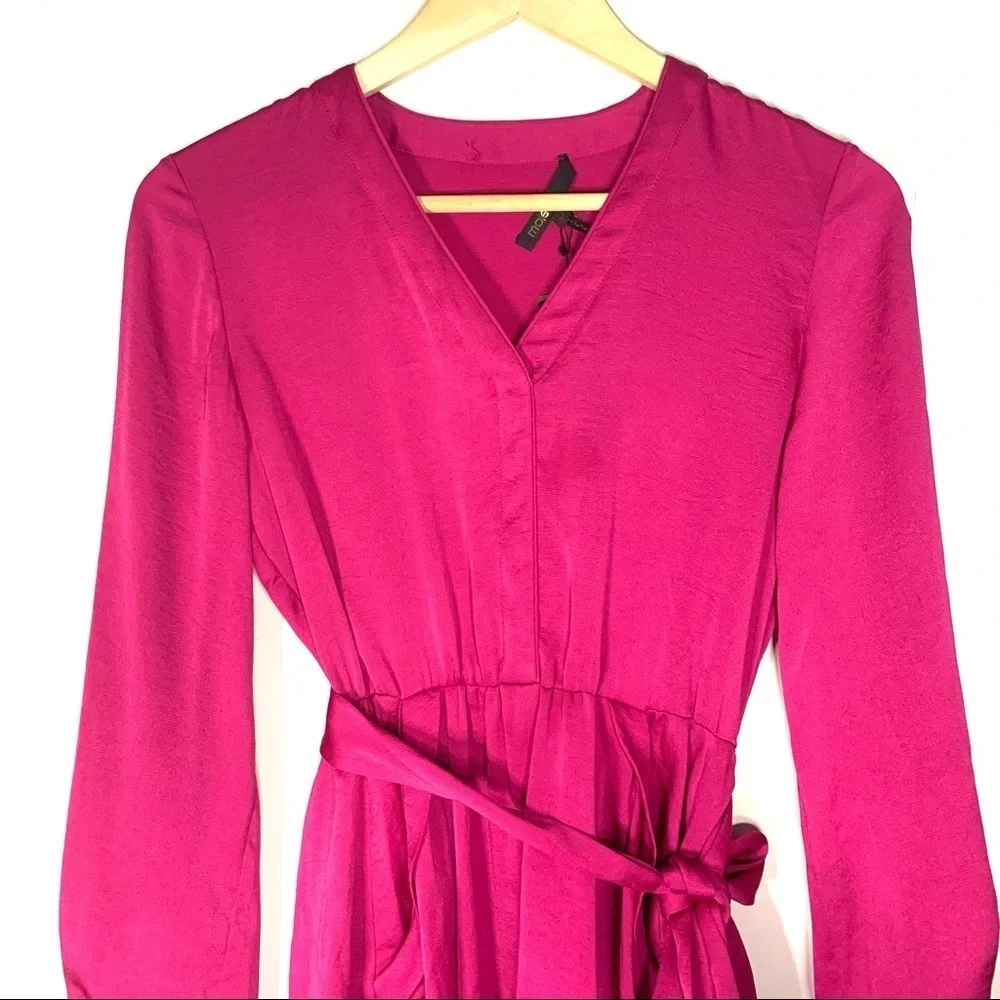 MAJE | rushiana long sleeve textured satin dress